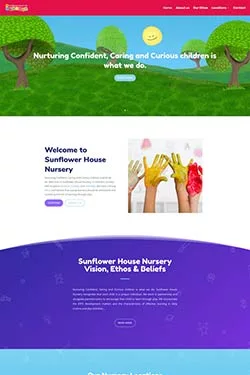 Sunflower House Nursery Website front page Sunflower House Nursery Website front page